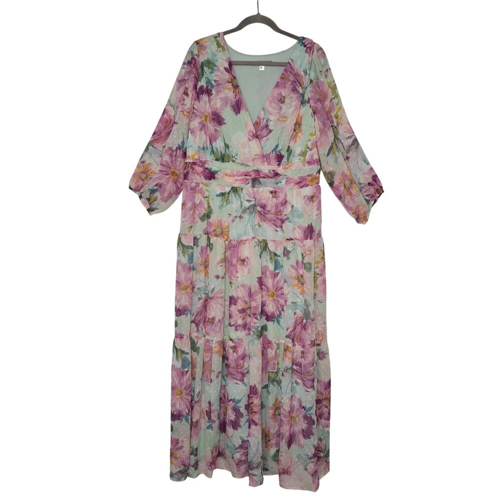 NEW Danny and Nicole White Pink Floral Dress Size 14W